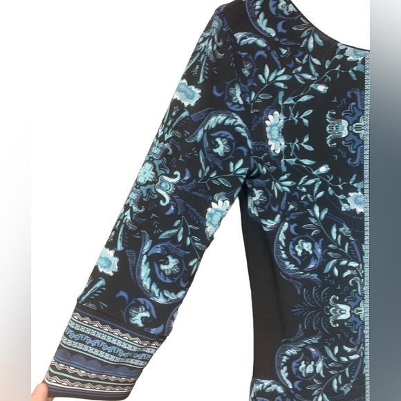 WHBM Reversible Dress Womens XS Black/Floral Form-Fitting Silky Knee Length - Picture 2 of 8